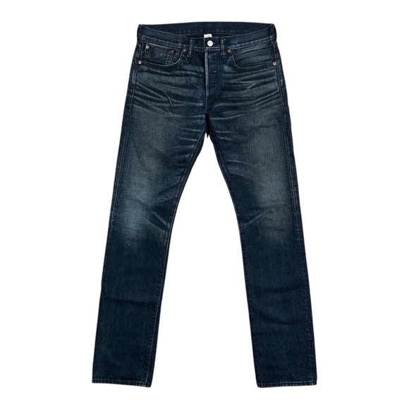 Double RL RRL Made in USA Selvedge Slim Fit Black on Blue Denim Jeans Mens 31 - Picture 1 of 12